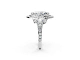 White gold Marquise Cut Diamond Double Halo Ring with Pavé Band and Prong Setting_175