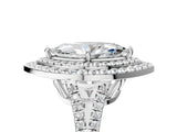 White gold Marquise Cut Diamond Double Halo Ring with Pavé Band and Prong Setting_181