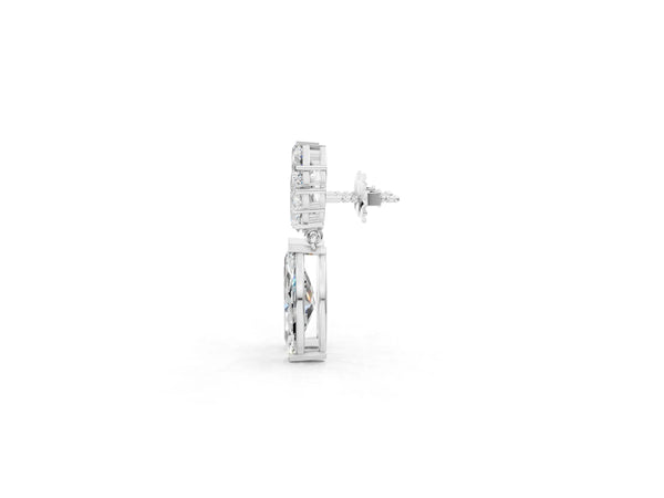 Platinum Marquise Cut Diamond Ear Climber Drop Earrings
