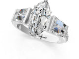 White gold Marquise Cut Diamond Engagement Ring with Baguette Side Stones and Channel Set Band_41