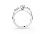 White gold Marquise Cut Diamond Engagement Ring with Baguette Side Stones and Channel Set Band_42