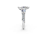 White gold Marquise Cut Diamond Engagement Ring with Baguette Side Stones and Channel Set Band_42