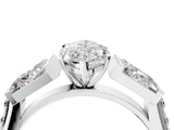 White gold Marquise Cut Diamond Engagement Ring with Baguette Side Stones and Channel Set Band_44