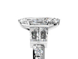 White gold Marquise Cut Diamond Engagement Ring with Baguette Side Stones and Channel Set Band_45
