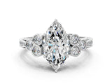 White gold Marquise Cut Diamond Engagement Ring with Bezel Set Round Side Stones and Prong Setting_72