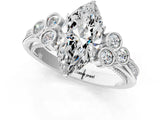 White gold Marquise Cut Diamond Engagement Ring with Bezel Set Round Side Stones and Prong Setting_74