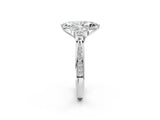 White gold Marquise Cut Diamond Engagement Ring with Bezel Set Round Side Stones and Prong Setting_75