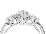 White gold Marquise Cut Diamond Engagement Ring with Bezel Set Round Side Stones and Prong Setting_77