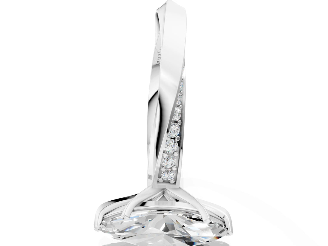 White gold Marquise Cut Diamond Engagement Ring with Side Stone Accents and Four-Prong Setting_108