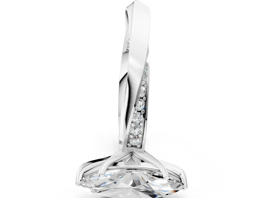 White gold Marquise Cut Diamond Engagement Ring with Side Stone Accents and Four-Prong Setting_13