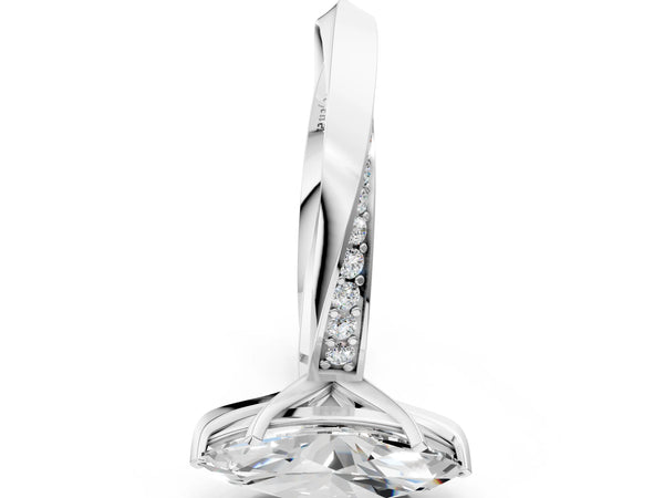 14K White Gold 0.75 Carat D VVS1 Marquise Diamond Engagement Ring with Side Stone Accents and Four-Prong Setting