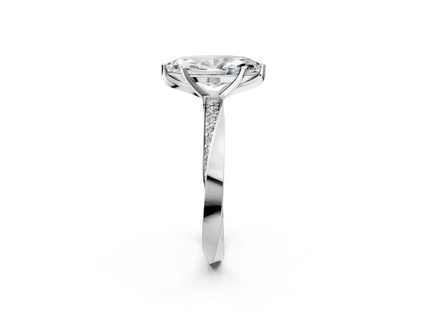 14K White Gold 0.75 Carat D VVS1 Marquise Diamond Engagement Ring with Side Stone Accents and Four-Prong Setting