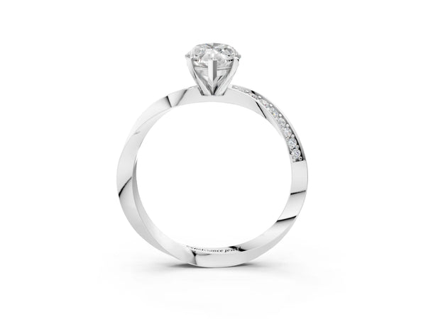 14K White Gold 0.75 Carat D VVS1 Marquise Diamond Engagement Ring with Side Stone Accents and Four-Prong Setting