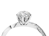14K White Gold 0.75 Carat D VVS1 Marquise Diamond Engagement Ring with Side Stone Accents and Four-Prong Setting