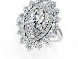 White gold Marquise Cut Diamond Floral Double Halo Engagement Ring with Prong Setting_44
