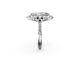 White gold Marquise Cut Diamond Floral Halo Pave Band with Prong Setting_36