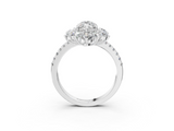 White gold Marquise Cut Diamond Floral Halo Pave Band with Prong Setting_40
