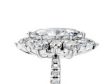 White gold Marquise Cut Diamond Floral Halo Pave Band with Prong Setting_42