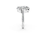 White gold Marquise Cut Diamond Floral Halo Ring with Pavé Band and Prong Setting_12