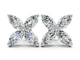 White gold Marquise Cut Diamond Flower Stud Earrings_24