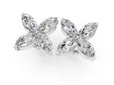 White gold Marquise Cut Diamond Flower Stud Earrings_25