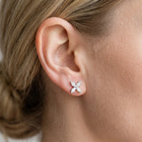 White gold Marquise Cut Diamond Flower Stud Earrings_31