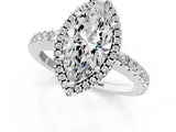 White gold Marquise Cut Diamond Halo Engagement Ring with Pavé Band and Prong Setting_28
