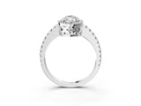 White gold Marquise Cut Diamond Halo Engagement Ring with Pavé Band and Prong Setting_30