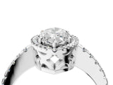 White gold Marquise Cut Diamond Halo Engagement Ring with Pavé Band and Prong Setting_31