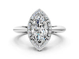 White gold Marquise Cut Diamond Halo Engagement Ring with Split Shank and Four-Prong Setting_110