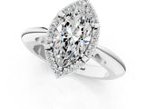 White gold Marquise Cut Diamond Halo Engagement Ring with Split Shank and Four-Prong Setting_111