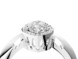 White gold Marquise Cut Diamond Halo Engagement Ring with Split Shank and Four-Prong Setting_114