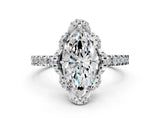 White gold Marquise Cut Diamond Halo Pave Band with Four-Prong Setting_3