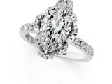White gold Marquise Cut Diamond Halo Pave Band with Four-Prong Setting_4