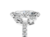 White gold Marquise Cut Diamond Halo Pave Band with Four-Prong Setting_8