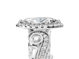 White gold Marquise Cut Diamond Halo Ring with Milgrain Pavé Band and Four-Prong Setting_121