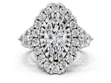White gold Marquise Cut Diamond Halo Ring with Pavé Band and Four-Prong Setting_61
