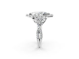 White gold Marquise Cut Diamond Halo Ring with Pavé Band and Four-Prong Setting_63