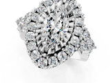 White gold Marquise Cut Diamond Halo Ring with Pavé Band and Four-Prong Setting_64