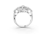 White gold Marquise Cut Diamond Halo Ring with Pavé Band and Four-Prong Setting_66
