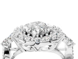 White gold Marquise Cut Diamond Halo Ring with Pavé Band and Four-Prong Setting_67