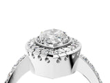 White gold Marquise Cut Diamond Halo Ring with Pavé Band and Prong Setting_11