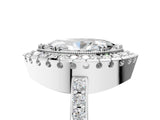 White gold Marquise Cut Diamond Halo Ring with Pavé Band and Prong Setting_12