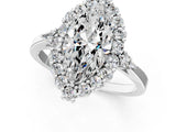 White gold Marquise Cut Diamond Halo Ring with Pear Side Stones and Prong Setting_74