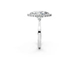 White gold Marquise Cut Diamond Halo Ring with Pear Side Stones and Prong Setting_75