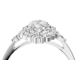 White gold Marquise Cut Diamond Halo Ring with Pear Side Stones and Prong Setting_77