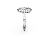 White gold Marquise Cut Diamond Halo Ring with Round Brilliant Halo and Solitaire Band_116