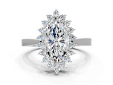 White gold Marquise Cut Diamond Halo Ring with Round Brilliant Halo and Solitaire Band_116