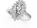 White gold Marquise Cut Diamond Halo Ring with Round Brilliant Halo and Solitaire Band_117