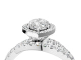 White gold Marquise Cut Diamond Halo Ring with Round Split Shank and Prong Setting_16